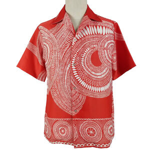 Vintage Royal Palm Hawaiian Shirt Mens Medium Geometric Aloha Print 70s 80s